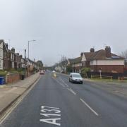 The road is blocked in Wherstead Road due to a crash.