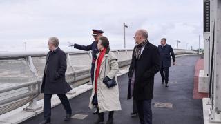 Princess Anne walks on the newly opened Gull Wing Bridge in Lowestoft. Picture: Sonya Duncan