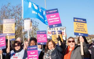 Nurses striking outside Ipswich Hospital earlier this year.