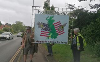 Around 40 members from the Lakenheath Alliance for Peace are walking from Norwich