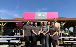 The Cafe 24 team with owner Sarah Shaw at Stonham Barns Park