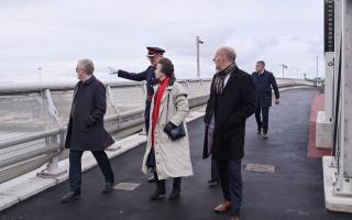 Princess Anne walks on the newly opened Gull Wing Bridge in Lowestoft. Picture: Sonya Duncan