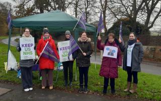 More than 350 workers across Suffolk are on strike over hospital privatisation.